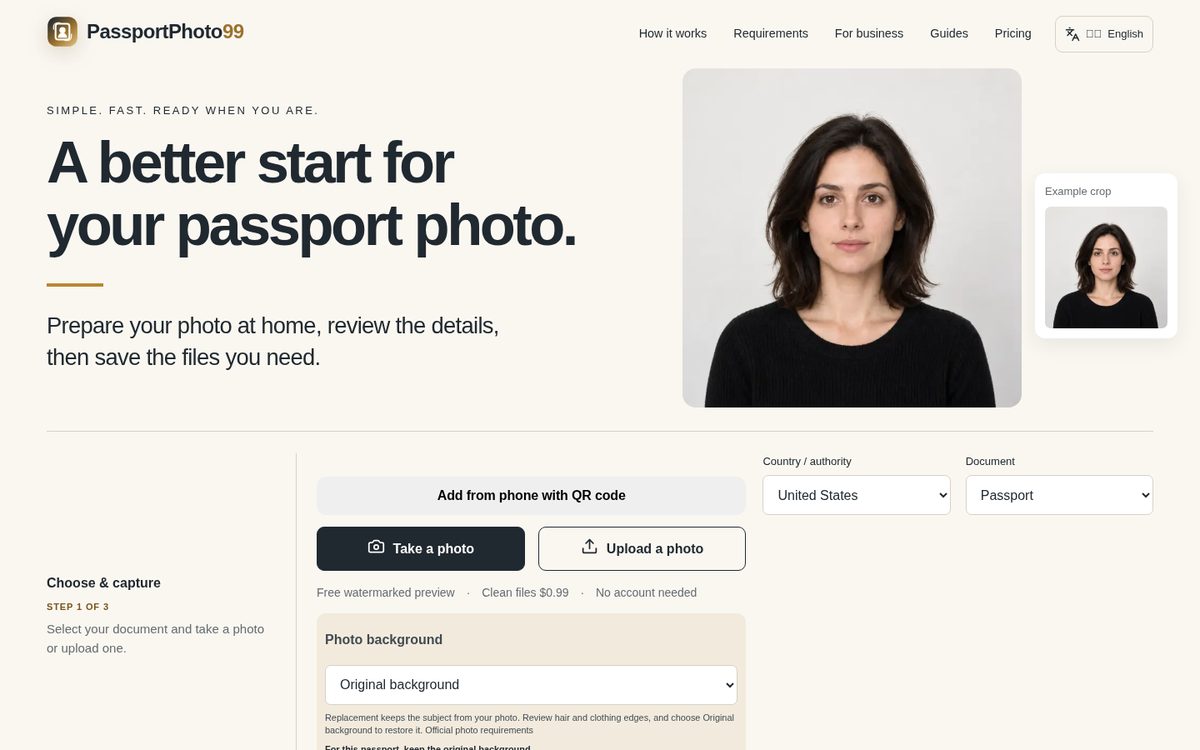 PassportPhoto99 website